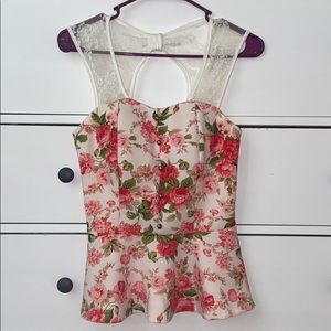 A white lace flowered tank top